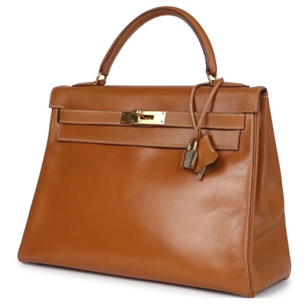 VINTAGE HERMÈS KELLY RETOURNE 32 NATUREL SABLE CHAMONIX GOLD HARDWARE - Image 3