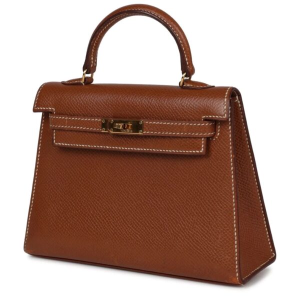 VINTAGE HERMÈS MICRO KELLY SELLIER 15 GOLD COURCHEVEL GOLD HARDWARE - Image 3