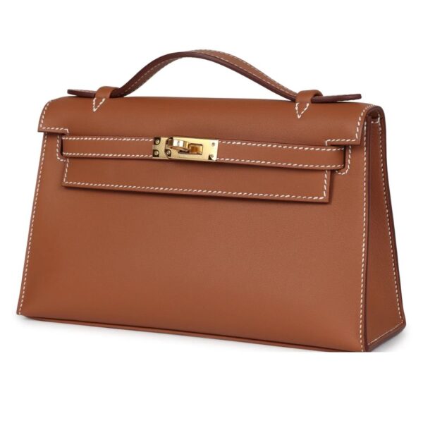 HERMÈS KELLY POCHETTE GOLD SWIFT GOLD HARDWARE - Image 3