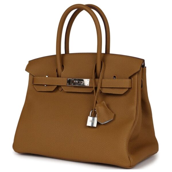 PRE-OWNED HERMÈS BIRKIN 30 BRONZE D'OR VERSO TOGO PALLADIUM HARDWARE - Image 3