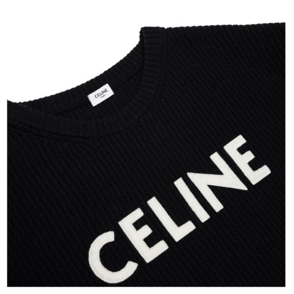 CELINE OVERSIZED SWEATER IN RIBBED WOOL BLACK - Image 4