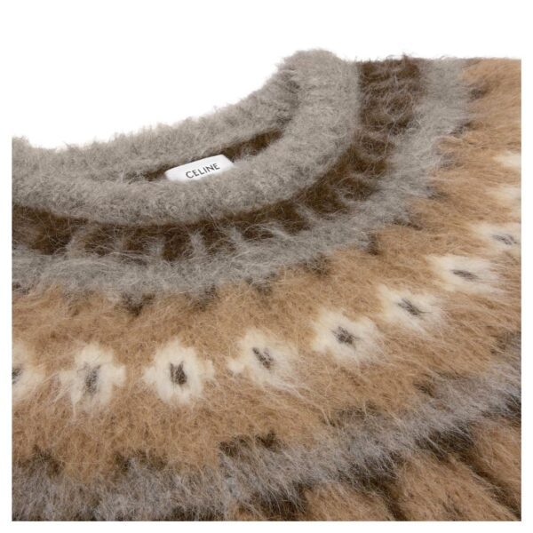 CELINE CREW NECK SWEATER IN BRUSHED FAIR ISLE ALPACA WOOL - Image 3