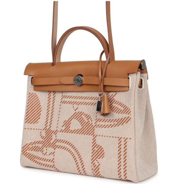 HERMÈS HERBAG ZIP PM 31 BRIDES DE GALA NATURAL SABLE BERLINE HUNTER AND ECRU TOILE H CANVAS PALLADIUM HARDWARE - Image 3