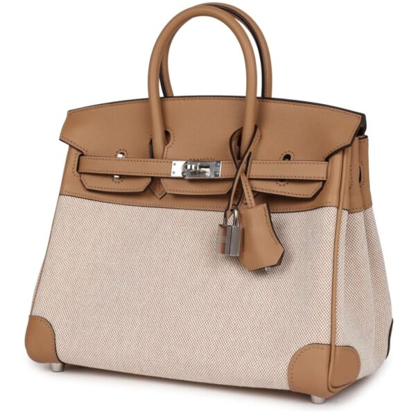 HERMÈS BIRKIN 25 TOILE H AND CHAI SWIFT PALLADIUM HARDWARE - Image 3