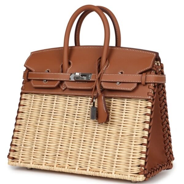 HERMÈS PICNIC BIRKIN SELLIER 25 GOLD SWIFT PALLADIUM HARDWARE - Image 3