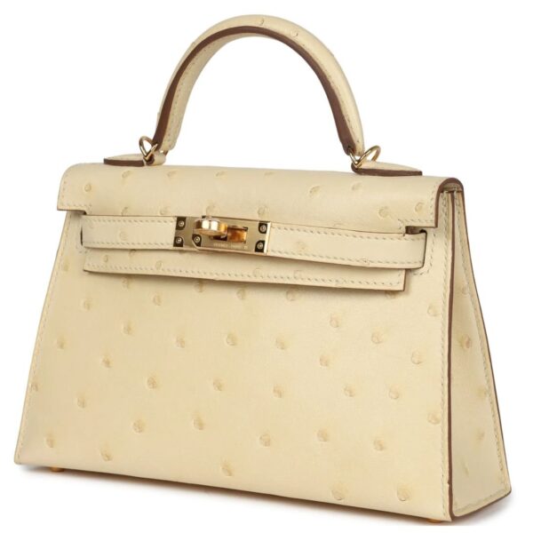 HERMÈS KELLY SELLIER 20 VANILLE OSTRICH GOLD HARDWARE - Image 3