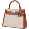 HERMÈS KELLY SELLIER 25 GOLD SWIFT AND ECRU TOILE PALLADIUM HARDWARE - Image 3
