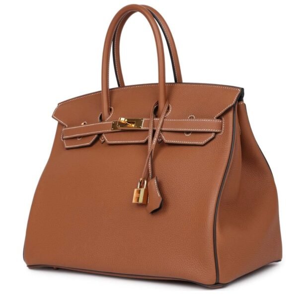 PRE-OWNED HERMÈS SPECIAL ORDER (HSS) BIRKIN 35 GOLD AND MACASSAR TOGO GOLD HARDWARE - Image 3