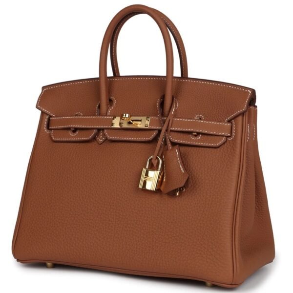 PRE-OWNED HERMÈS BIRKIN 25 GOLD TOGO GOLD HARDWARE - Image 3