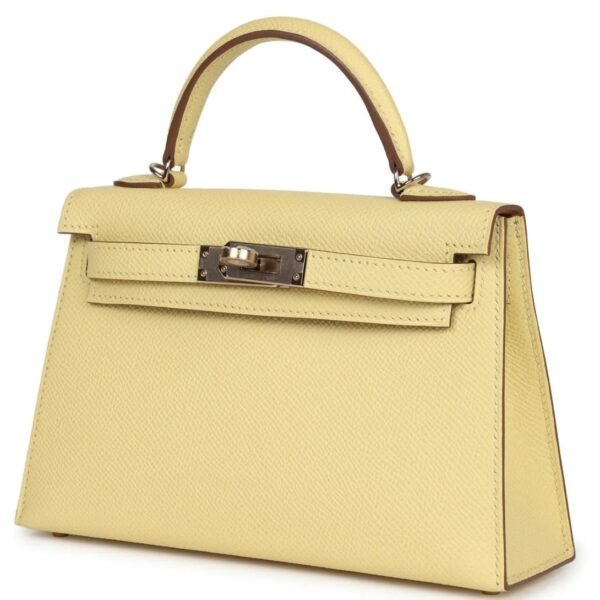 HERMÈS SPECIAL ORDER (HSS) KELLY SELLIER 20 JAUNE POUSSIN VERSO EPSOM PERMABRASS HARDWARE - Image 3
