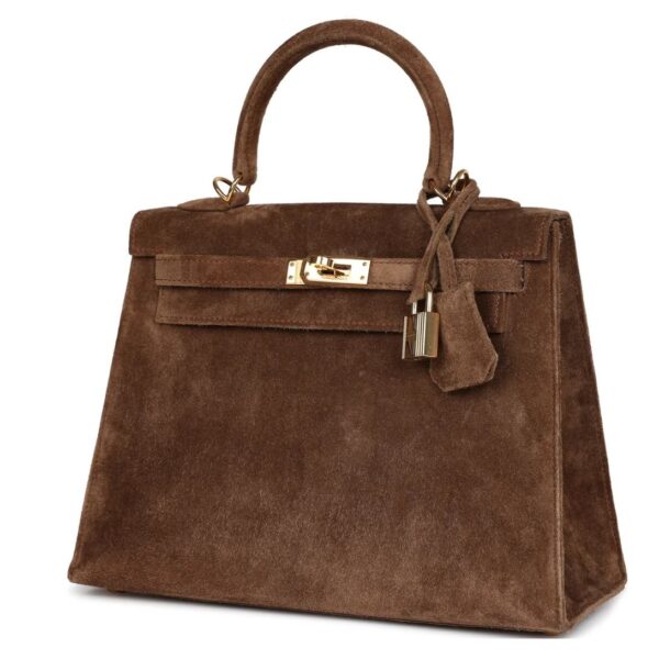 VINTAGE HERMÈS KELLY 25 BROWN DOBLIS GOLD HARDWARE - Image 3