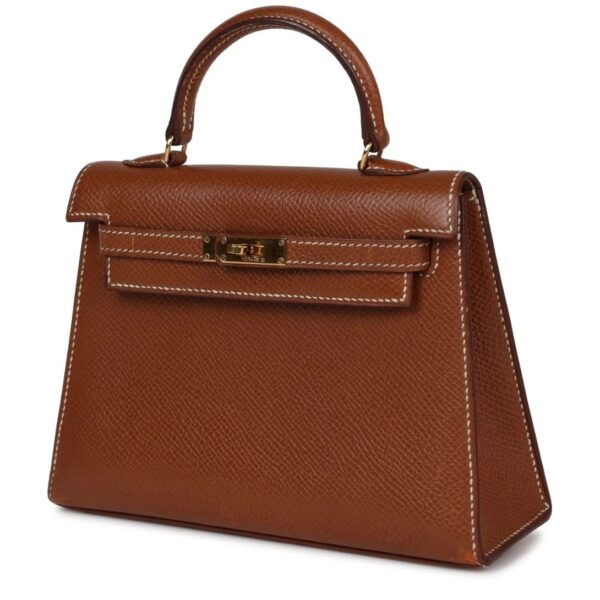 VINTAGE HERMÈS MICRO KELLY SELLIER 15 GOLD COURCHEVEL GOLD HARDWARE - Image 3