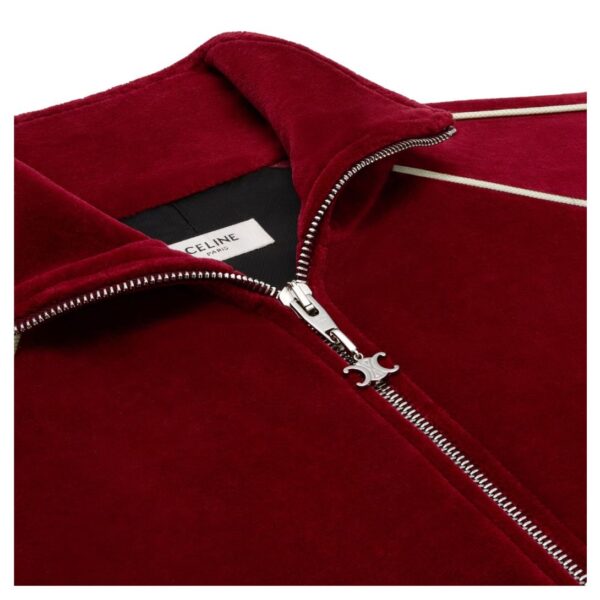 CELINE TRIOMPHE TRACKSUIT JACKET IN VELVET JERSEY BORDEAUX-ECRU - Image 5