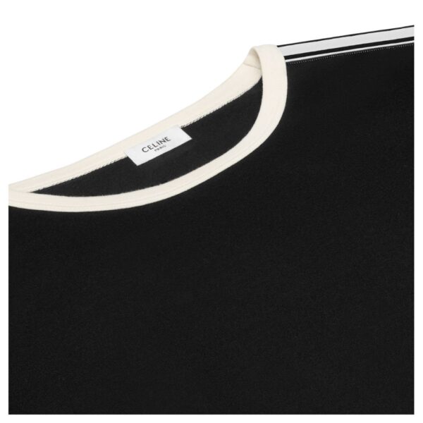 CELINE REGULAR T SHIRT IN COTTON JERSEY BLACK-CREAM - Image 4