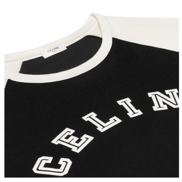 CELINE LOOSE T SHIRT IN COTTON JERSEY BLACK-WHITE - Image 4