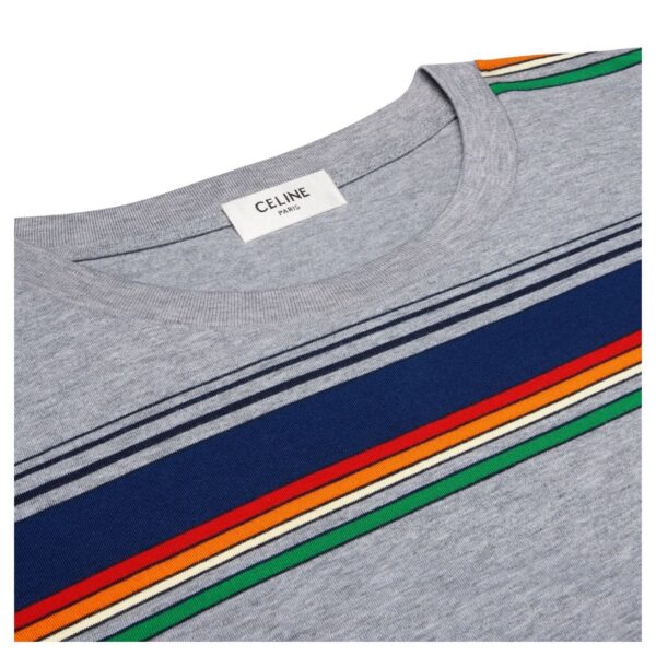 CELINE TRIOMPHE LOOSE T SHIRT IN JERSEY COTON RAYURE SURF MULTICOLOR - Image 4