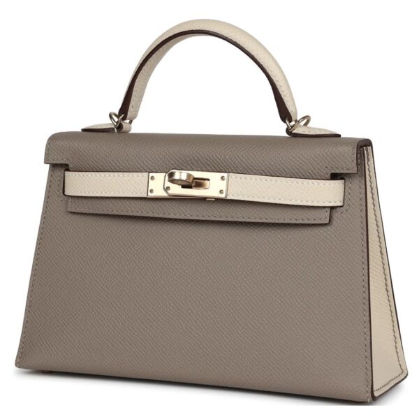PRE-OWNED HERMÈS SPECIAL ORDER HSS KELLY SELLIER 20 CRAIE AND GRIS ASPHALTE EPSOM PERMABRASS HARDWARE - Image 3