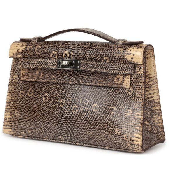 HERMÈS KELLY POCHETTE DESERT VARANUS SALVATOR LIZARD PALLADIUM HARDWARE - Image 3