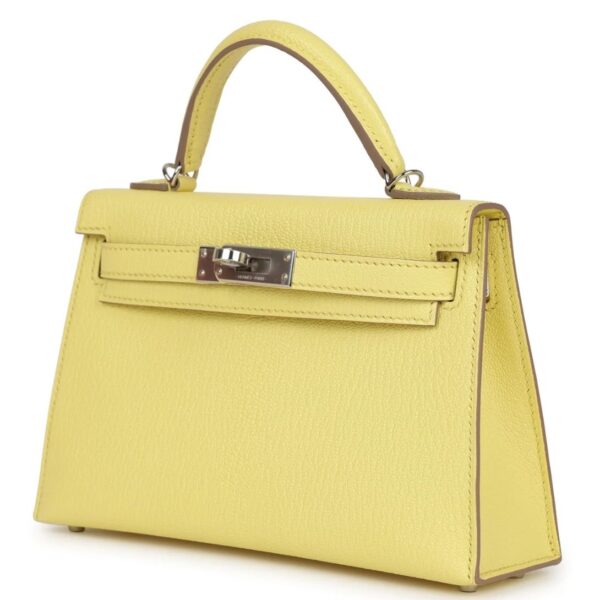 HERMÈS KELLY SELLIER 20 LIMONCELLO CHEVRE PALLADIUM HARDWARE - Image 3