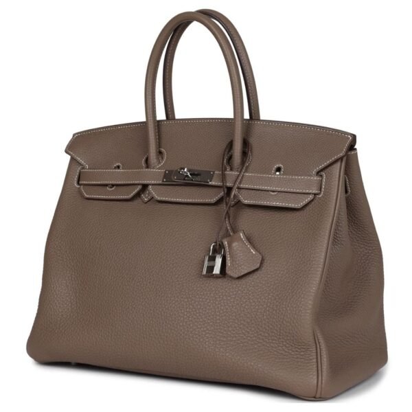 PRE-OWNED HERMÈS BIRKIN 35 ETOUPE TOGO PALLADIUM HARDWARE - Image 3
