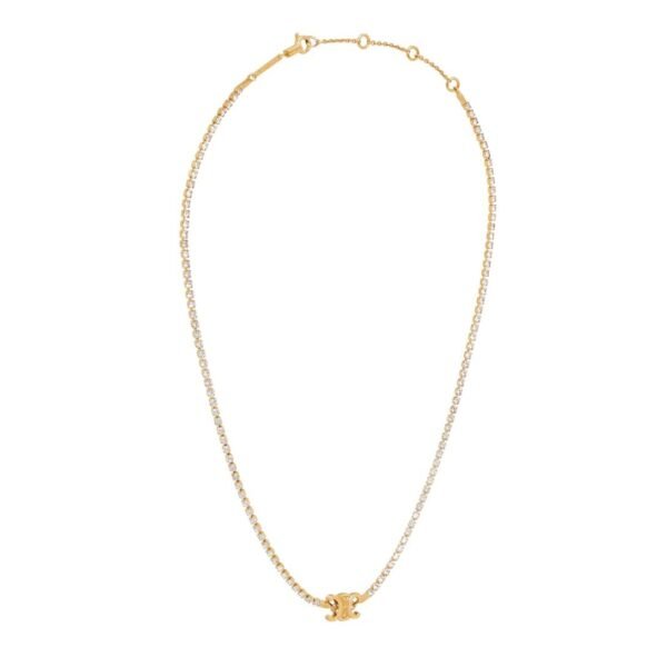 CELINE TRIOMPHE SPARKLE NECKLACE IN BRASS WITH GOLD FINISH AND STRASS - Image 3