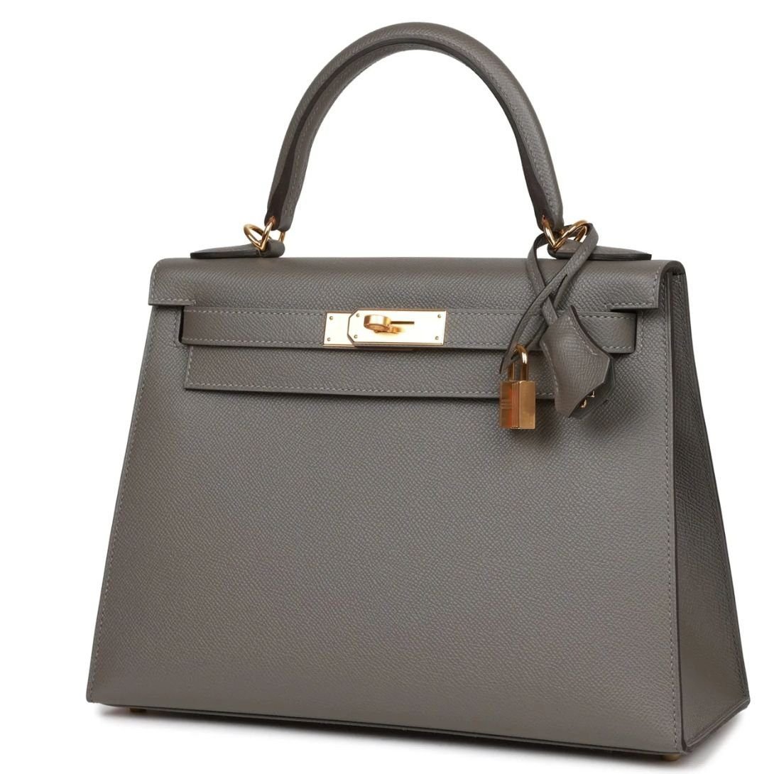 HERMÈS KELLY SELLIER 28 GRIS MEYER EPSOM GOLD HARDWARE - Image 3