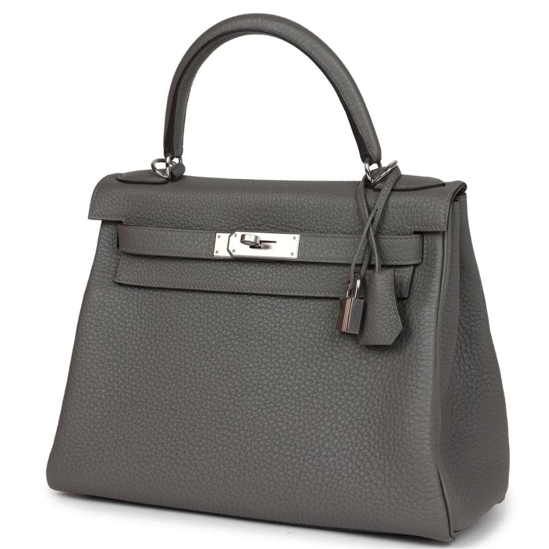 HERMÈS KELLY RETOURNE 28 GRIS MEYER CLEMENCE PALLADIUM HARDWARE - Image 3