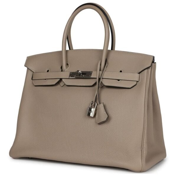 PRE-OWNED HERMÈS BIRKIN 35 GRIS TOURTERELLE TOGO PALLADIUM HARDWARE - Image 3