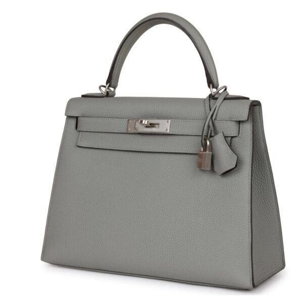 HERMÈS SPECIAL ORDER HSS KELLY SELLIER 28 GRIS MOUETTE VERSO TOGO BRUSHED PALLADIUM HARDWARE - Image 3