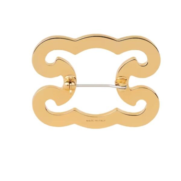CELINE TRIOMPHE FRAME BROOCH IN BRASS WITH GOLD FINISH AND STEEL - Image 3