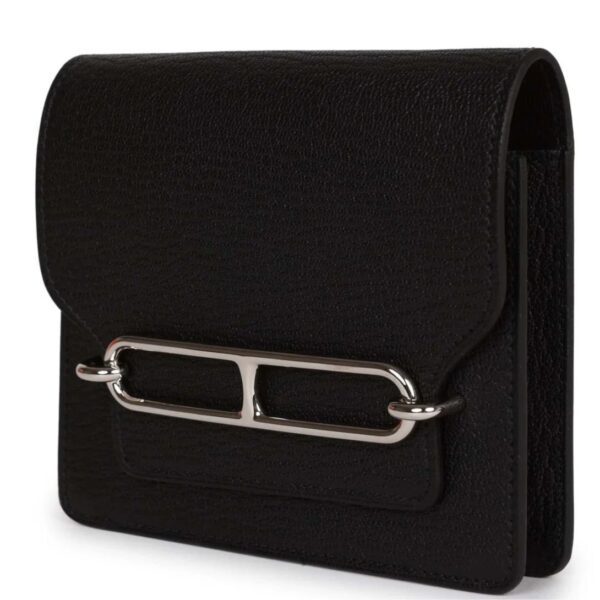 HERMÈS ROULIS SLIM WALLET BLACK CHEVRE MYSORE PALLADIUM HARDWARE - Image 3