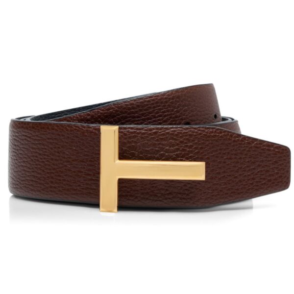 TOM FORD GRAIN LEATHER T ICON BELT MAHOGANY - Image 2