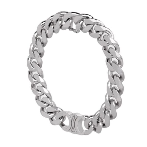 CELINE TRIOMPHE GOURMETTE BRACELET IN BRASS WITH RHODIUM FINISH - Image 3