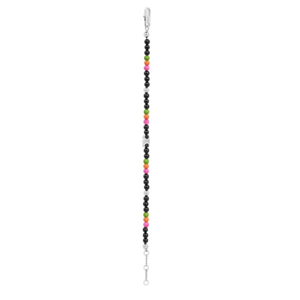 CELINE SAN ONOFRE TRIOMPHE BRACELET IN ONYX GLASS PEARLS AND BRASS WITH RHODIUM FINISH - Image 3