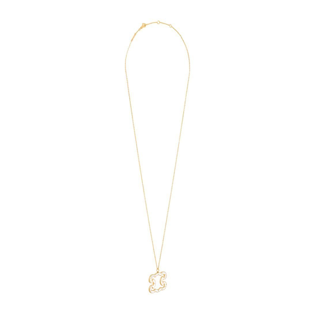 CELINE TRIOMPHE FRAME SPARKLE NECKLACE IN STRASS AND BRASS WITH GOLD FINISH - Image 3