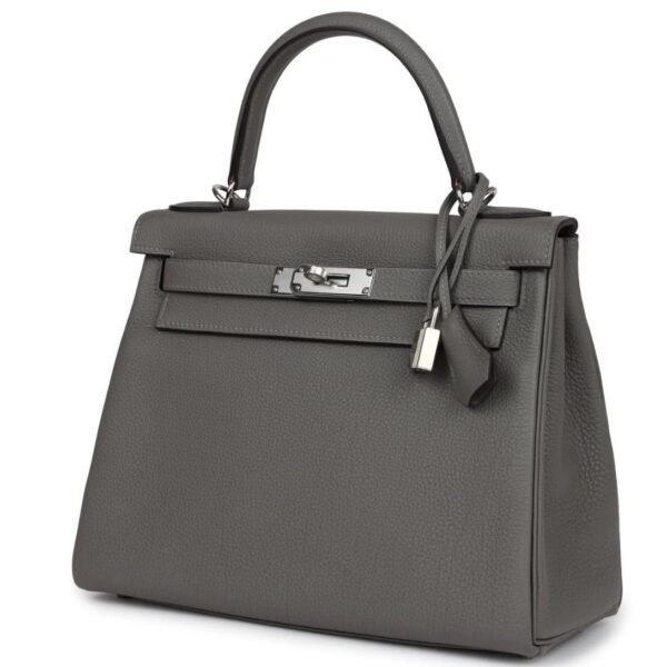 HERMÈS KELLY RETOURNE 28 GRIS MEYER TOGO PALLADIUM HARDWARE - Image 3