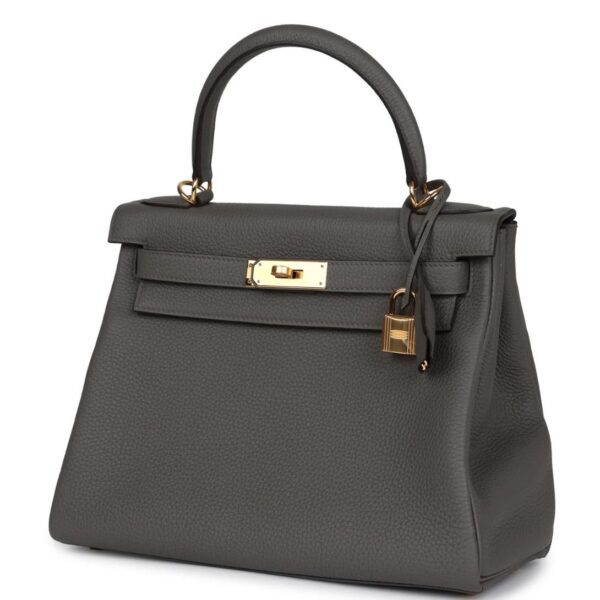 HERMÈS KELLY RETOURNE 28 ETAIN TOGO GOLD HARDWARE - Image 3