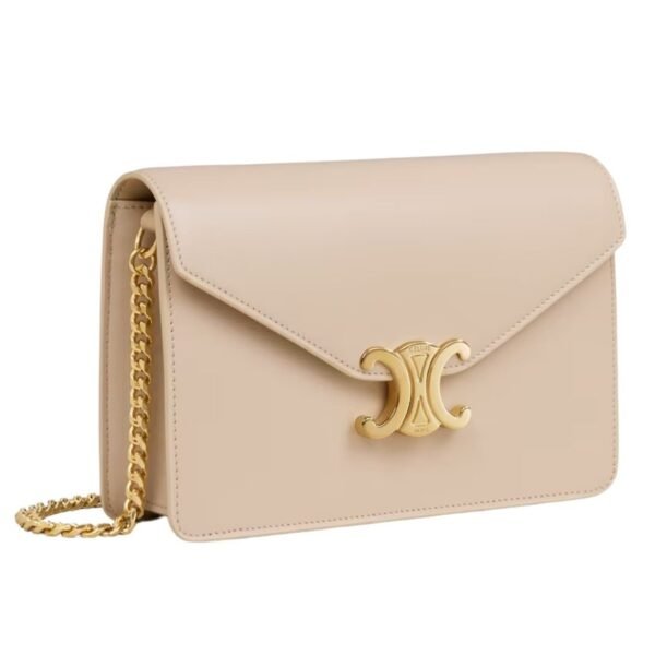 CELINE WALLET ON CHAIN MARGO IN SHINY CALFSKIN NUDE - Image 16