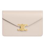 CELINE WALLET ON CHAIN MARGO IN SHINY CALFSKIN PALE BEIGE