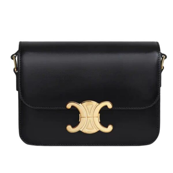 CELINE TEEN TRIOMPHE BAG IN SHINY CALFSKIN ALMOND GREEN - Image 9