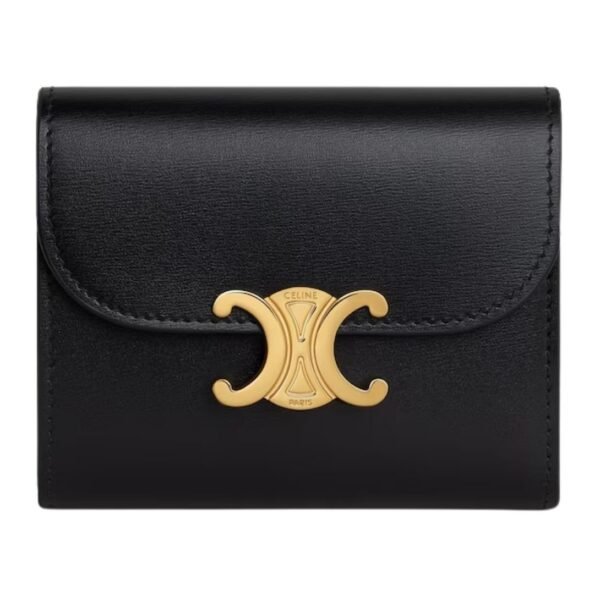 CELINE SMALL FLAP WALLET TRIOMPHE IN SHINY CALFSKIN WHITE - Image 9