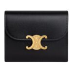 CELINE SMALL FLAP WALLET TRIOMPHE IN SHINY CALFSKIN BLACK