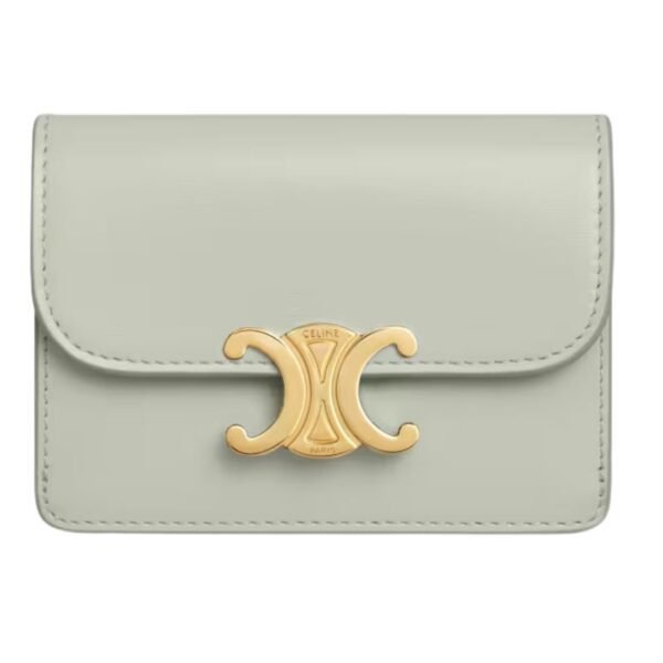 CELINE CARD HOLDER WITH FLAP TRIOMPHE IN SHINY CALFSKIN PEBBLE - Image 9