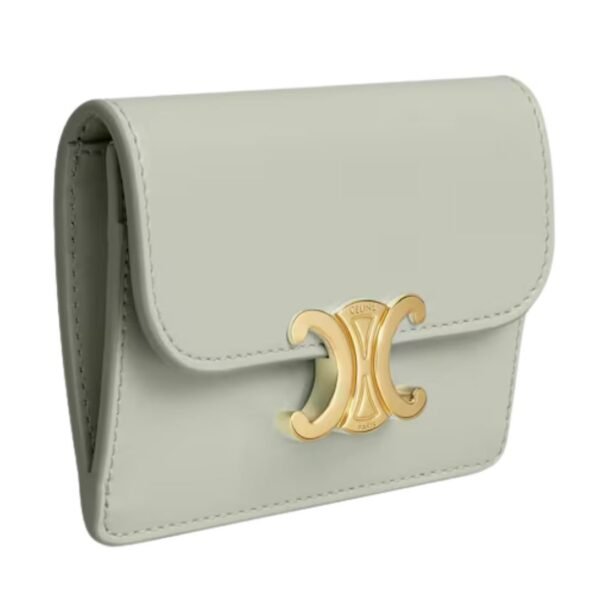 CELINE CARD HOLDER WITH FLAP TRIOMPHE IN SHINY CALFSKIN LIGHT CLAY - Image 12