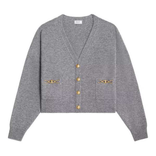 CELINE CARDIGAN WITH GOURMETTE IN HERITAGE CASHMERE BLACK - Image 2