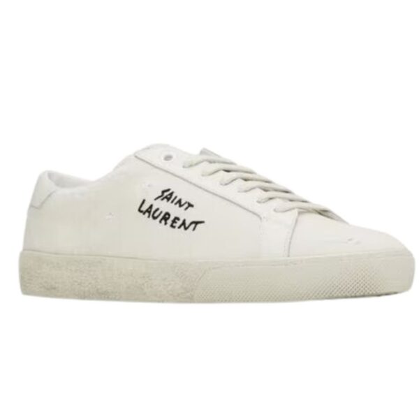 SAINT LAURENT COURT CLASSIC SL/06 EMBROIDERED SNEAKERS IN CANVAS AND LEATHER - Image 4