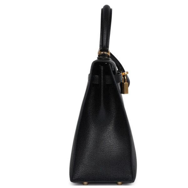HERMÈS KELLY SELLIER 25 BLACK CHEVRE MYSORE GOLD HARDWARE - Image 4
