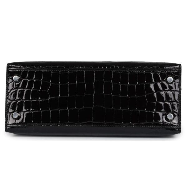 HERMÈS KELLY SELLIER 25 BLACK SHINY NILOTICUS CROCODILE PALLADIUM HARDWARE - Image 4