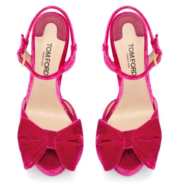TOM FORD VELVET BRIGITTE PLATFORM SANDAL CRIMSON PINK - Image 4