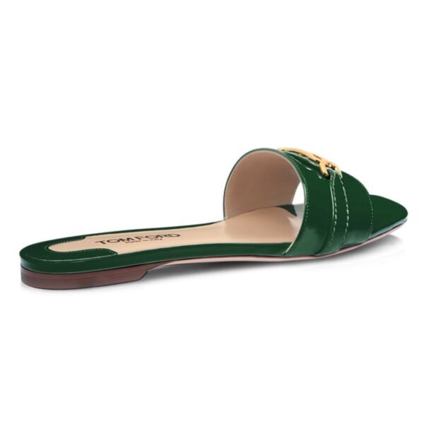 TOM FORD PATENT LEATHER WHITNEY SLIDE EMERLAD GREEN - Image 4